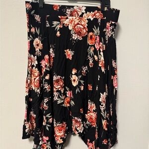 Floral Black Skirt